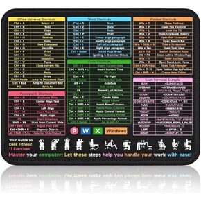 Small Excel Cheat Sheet Desk Pad - Portable Square Mouse Pads for Desk/Excel/Word/PowerPoint/Windows Shortcuts | Excel Cheat Sheet Gaming Mousepad | Home Office Accessories Decor |10.3"x8.3"
