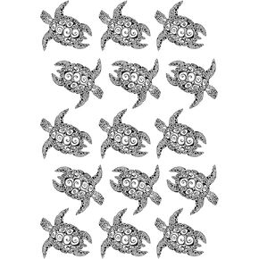 Sea Turtle 15 pcs 1 Inch Black Fused Glass Decals