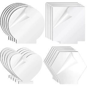 20 Transparent Acrylic Panels in 4 Shapes, Perfect for Led Light Bases, DIY Crafts, and Custom Engraving Projects