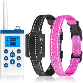 PetJoy Shock Collar for Large Dog, Bark Collar with Remote, Bark and Training Collar 2 in 1, Bark Collar with Shock (Level 1-100), Vibration (Level 1-100) and Beep