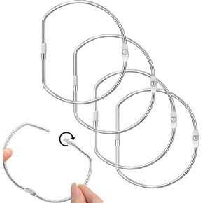 4 Pcs 4 Inch Loose Leaf Binder Rings, Binder Rings Extra Large D-Shaped Nickel Plated Steel Book Ring for School Home Office Paper Organization DIY Craft Supplies