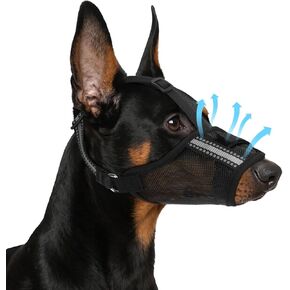 Nobleza Dog Muzzles, Breathable Adjustable Humane Mesh Dog Muzzle for Biting Barking Chewing Grooming