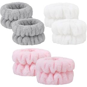 Microfiber Wristbands for Face Washing - Set of 6, Absorbent Arm Bands, Keeps Sleeves Dry, Soft & Comfortable, for Women, Men, Kids, Skincare & Makeup