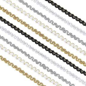 PH PandaHall 54.6 Yards Braided Ribbon Trim 5 Colors Metallic Braid Lace Trim, 7mm Wave Bending Fringe Ribbon Sparkle Metallic Wire for Sewing Hand DIY Crafts Costume Home Decorative