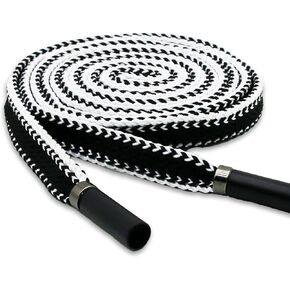 WALWAL 1 Pack 51 Inch Replacement Drawstrings Cotton Drawstring Cord, Suitable for Sweatpants Hoodies Shorts(Black White Flat Rope,Metal Head)