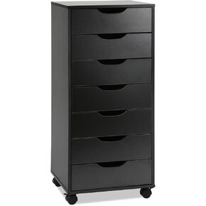 TUSY 7-Drawer Organizer, Tall Chest of Drawers with Caster Wheels, Alex Drawers File for Home Office, White