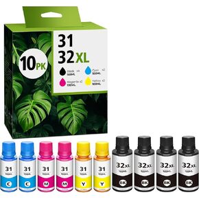 31 Ink Bottle Set 32XL Black Ink Bottle, Compatible for Smart Tank 7602 5101 6001 5000 Ink Refill, Replacement for HP 31 32XL for Smart Tank 6001 5102 5103 7301 7001 Plus 651 551 570 455 457 450