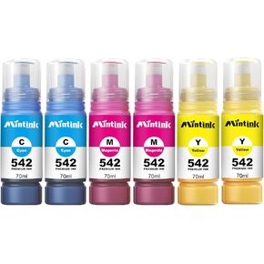 542 Ink Refill Bottles Color Combo Pack Replacement for 542 Ink Refill Bottles Use with ET-5850,ET-8550,ET-5150, ET-5800,ET-5880, 542 Pigment Ink (2 Cyan 2 Magenta 2 Yellow)