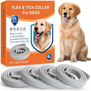 Flea Tick Prevention Collar for Dog - 4Pack Dog Flea & Tick Collar 25inch Adjustable Fits All Dogs,Long-Lasting 24 Months Protection for Extra Large, Medium,Small Dogs