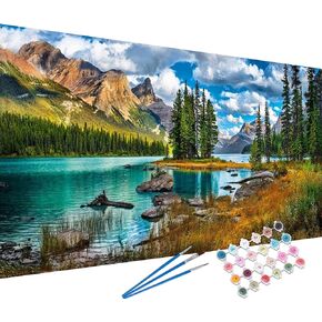 Yalkin Paint حسب عدد مجموعات البالغين ، مجموعات الطلاء للزيت من البحيرة للبحيرة للبالغين للمبتدئين على القماش على القماش لهدايا ديكور الجدران المنزلية 40x90 سم/15.8x35.4in (بدون إطار)