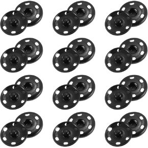 uxcell 25 Sets Sewing Snap Buttons, 19mm Press Buttons Metal Snap Fasteners for Clothes DIY Crafts, Black