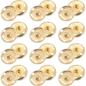 uxcell 25 Sets Sewing Snap Buttons, 21mm Press Buttons Metal Snap Fasteners for Clothes DIY Crafts, Gold