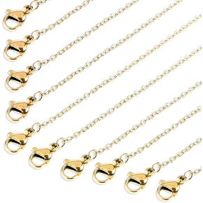 Gold Plated Necklace Chains Bulk Stainless Steel Chain for Jewelry Making 10Pack Gold Plated Thin Chains Gold Cable Chains Gold Chain Bulk Gold Jewelry Making Chain for Necklace Making, 18 Inches