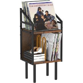 Vinyl Record Storage, Retro Record Display Rack, Large Capacity Holds 150+ Records, Multi-Functional Organizer for Albums, Books, Magazines & Files, Easy to Assemble