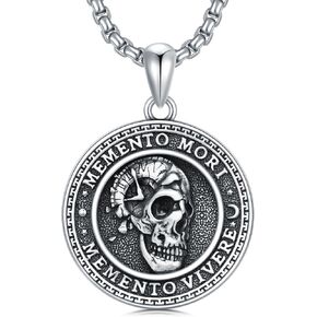 Memento Mori Necklace for Men 925 Sterling Silver Memento Mori Pendant Tarot Card Gothic Skull Pendant Amulet Jewelry in Kuwait