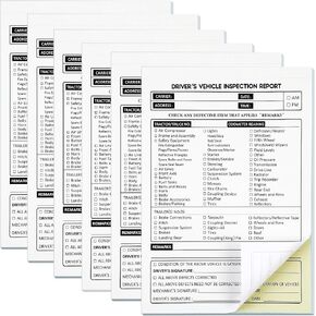 300 Sets Detailed Driver's Vehicle Inspection Report, 6 Pack, 5.5" x 8.5" Daily Pre Trip Inspection Book, 2-ply Carbonless, Dvir Log Forms for Truck Drivers, Meet Fmcsr Requirements