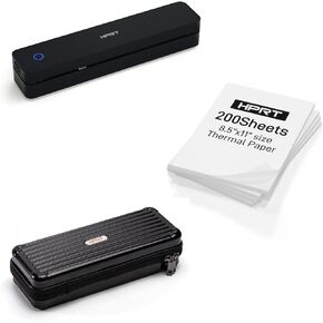 HPRT Portable Printer Black & 200 Sheets Paper & Printer Case