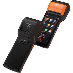Sunmi V2s POS Terminal with Receipt Printer, Speaker, Camera and Barcode Scanner All in One Handheld PDA Printer, Android 12.0 System, Support 4G, WiFi and Bluetooth, Orange, Black