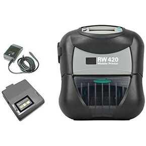 RW420 Barcode Label/Receipt Mobile Printer, Wireless Bluetooth, Rugged, 4 Inch, Direct Thermal, USB Comm Port, Belt Clip, Charger (Renewed)