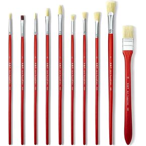 XDT#888 Artist Paint Brush 10 Piece Set Nylon & Hog Hair Extra Long Handle #1#2#3#4#5#6#7#8#9#10, Paint Brush for Acrylic & Oil & Watercolor Painting