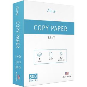 Printer Paper - 8.5 x 11 White Letter Size Copy Paper, 1 Ream 500 Sheets 20 lb Printing Paper for Documents Writing, Drawing, Smooth, 92 Bright | Home, School, Office Supplies | Made in USA