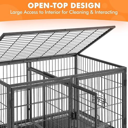 قفص الكلب القابل للتكديس Yaheetech مع مقسم 43 '' Rolling Heavy Dutich Dog Cage مع أعلى/ 2 صواني قابلة للإزالة للكلاب الصغيرة/ المتوسطة ، قصة مزدوجة in Saudi Arabia