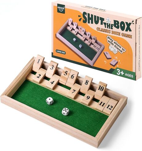 أغلق لعبة Dice Box ، ألعاب Wooden Board ذات شابين تنافسي ، شريط تقليدي ، سفر ، عائلة ، رياضيات ممتعة (حجم كبير) in Kuwait