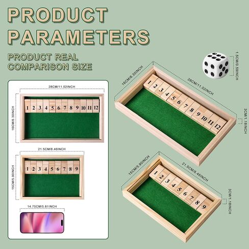 أغلق لعبة Dice Box ، ألعاب Wooden Board ذات شابين تنافسي ، شريط تقليدي ، سفر ، عائلة ، رياضيات ممتعة (حجم كبير) in Kuwait