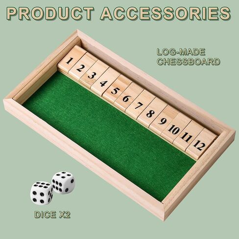 أغلق لعبة Dice Box ، ألعاب Wooden Board ذات شابين تنافسي ، شريط تقليدي ، سفر ، عائلة ، رياضيات ممتعة (حجم كبير) in Kuwait