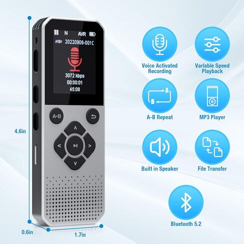 مسجل صوت رقمي سعة 64 جيجابايت مزود بتقنية البلوتوث، وتنشيط الصوت، وإعادة ترتيب الصوت لمحاضرة اجتماعات المقابلة، ومعدل بت يصل إلى 3072 كيلوبت في الثانية وإمكانية تسجيل المكالمات in Kuwait