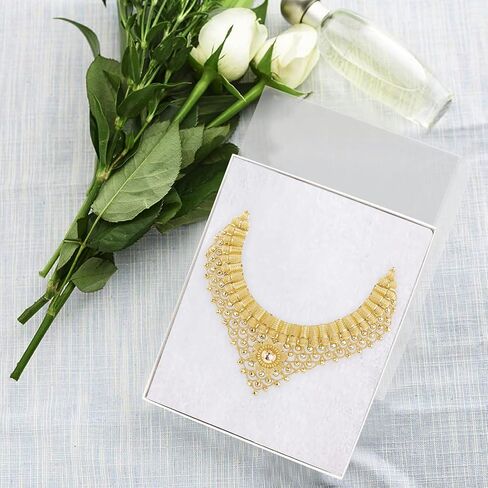 Novel Box® Made in USA Jewelry Gift Box in See Thru White Swirl with Removable Cotton Pad 7X5X1.25 (Pack of 8) + Custom NB Pouch in Kuwait