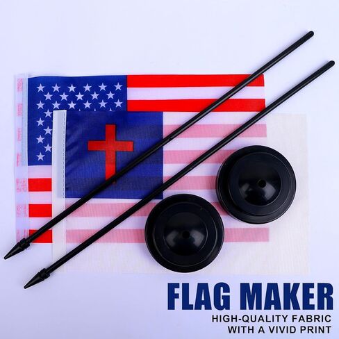 Christians Desk Flag 12" Solid Pole Deluxe Set Christians Flags Banner Mini Small Christians Office Table Flags with Black Stand Base Desktop Decorations(2Pack) in Saudi Arabia