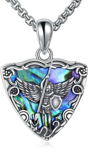 St. Michael Locket Necklace 925 Sterling Silver Saint Michael Locket Pendant Necklace Religious Jewelry Gifts for Men Women in Kuwait