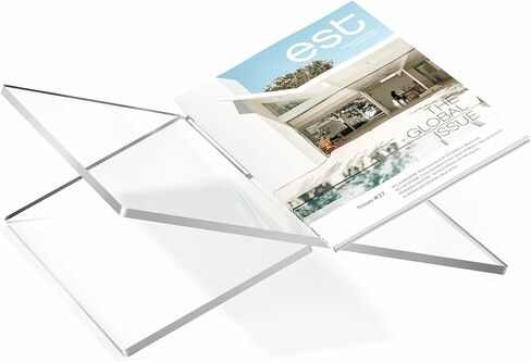 Large Acrylic Book Stand, 12.5" x 9.5" x 5", Quran Holder, Clear Open Bookstand for Display and Reading, Cookbook, Art Book, Bible, Magazine, Recipe, Home Kitchen Coffee Table Decor in Kuwait