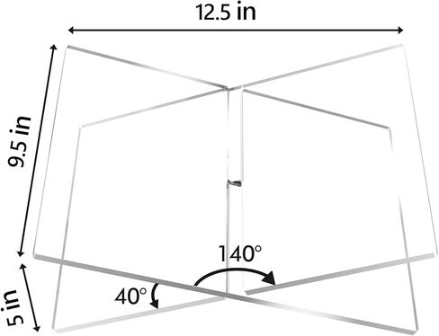 Large Acrylic Book Stand, 12.5" x 9.5" x 5", Quran Holder, Clear Open Bookstand for Display and Reading, Cookbook, Art Book, Bible, Magazine, Recipe, Home Kitchen Coffee Table Decor in Kuwait