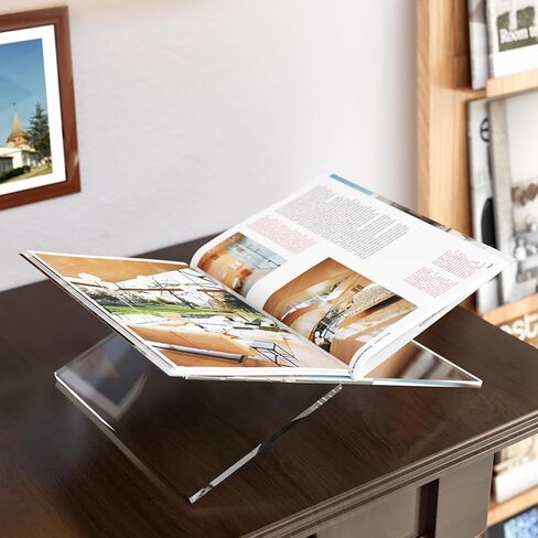 Large Acrylic Book Stand, 12.5" x 9.5" x 5", Quran Holder, Clear Open Bookstand for Display and Reading, Cookbook, Art Book, Bible, Magazine, Recipe, Home Kitchen Coffee Table Decor in Kuwait