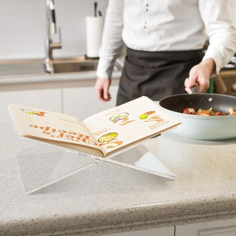 Large Acrylic Book Stand, 12.5" x 9.5" x 5", Quran Holder, Clear Open Bookstand for Display and Reading, Cookbook, Art Book, Bible, Magazine, Recipe, Home Kitchen Coffee Table Decor in Kuwait