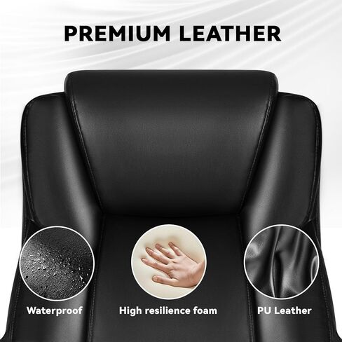 كرسي المكتب الكبير والطويل 500 رطل ، كرسي جلدي للمكاتب التنفيذية الثقيلة للأشخاص الثقيلين ، كرسي المكتب المريح العالي مع الدعم القطني وعجلات مطاطية هادئة ، مقعد مبطن إضافي ، أسود in Kuwait
