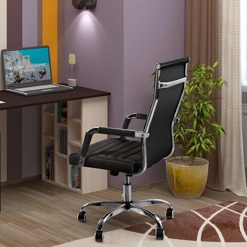 Shahoo PU Leather Office Chair, Mid-Back Chairs, Executive Swivel Armchair for Conference Room, Home Offices, Black in Kuwait