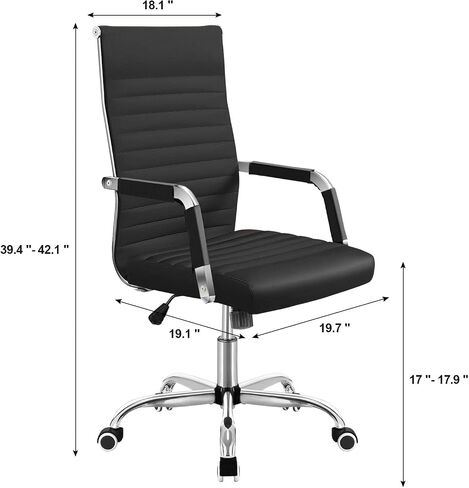 Shahoo PU Leather Office Chair, Mid-Back Chairs, Executive Swivel Armchair for Conference Room, Home Offices, Black in Kuwait