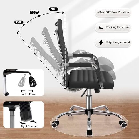 Shahoo PU Leather Office Chair, Mid-Back Chairs, Executive Swivel Armchair for Conference Room, Home Offices, Black in Kuwait