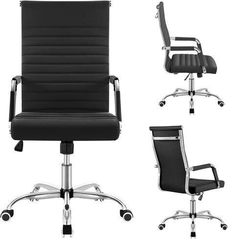 Shahoo PU Leather Office Chair, Mid-Back Chairs, Executive Swivel Armchair for Conference Room, Home Offices, Black in Kuwait