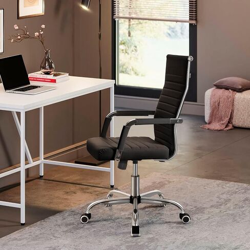 Shahoo PU Leather Office Chair, Mid-Back Chairs, Executive Swivel Armchair for Conference Room, Home Offices, Black in Kuwait
