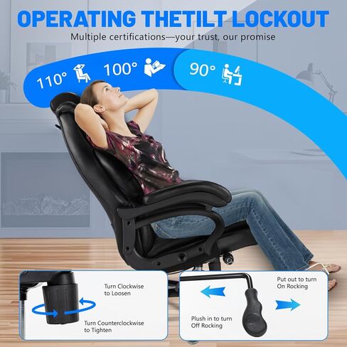 كرسي مكتبي كبير وطويل 600 رطل ، كرسي تنفيذي مع مسند رأس قابل للتعديل ، مقعد عريض للغاية ، جلود شديدة التحمل للمكتب المنزلي ، كرسي مكتب كمبيوتر كبير مريح in Kuwait