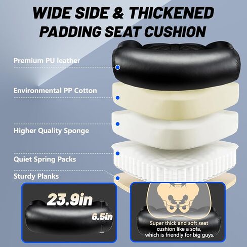 كرسي مكتبي كبير وطويل 600 رطل ، كرسي تنفيذي مع مسند رأس قابل للتعديل ، مقعد عريض للغاية ، جلود شديدة التحمل للمكتب المنزلي ، كرسي مكتب كمبيوتر كبير مريح in Kuwait