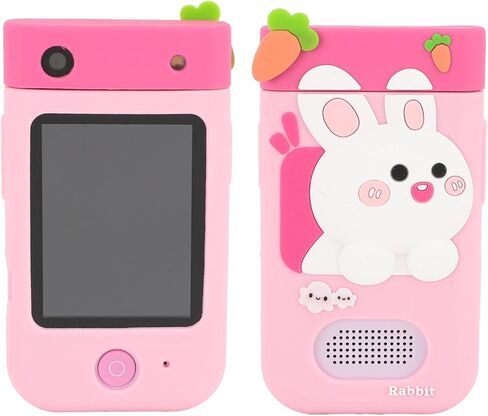 48MP 1080P HD Kids Smart Phone, 2.8in Touchscreen Camera with Autofocus, 180° Rotating Lens, Music Player, Games, Voice Recorder, for Boys Girls, with Carton Stickers (Pink Rabbit) in Kuwait