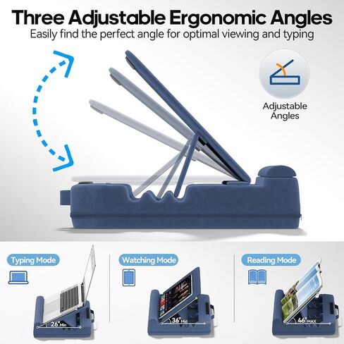Laptop Desk for Lap with Cushion, Computer Lap Desk Laptop Pillow for Couch, Bed, Car, Adjustable Computer Pillow Stand As Carrying Case for up to 15'' PC/Mac, Tablet, iPad, Kindle, Blue in Saudi Arabia