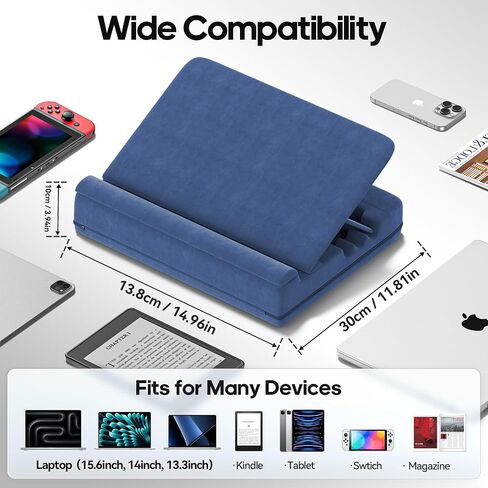 Laptop Desk for Lap with Cushion, Computer Lap Desk Laptop Pillow for Couch, Bed, Car, Adjustable Computer Pillow Stand As Carrying Case for up to 15'' PC/Mac, Tablet, iPad, Kindle, Blue in Saudi Arabia