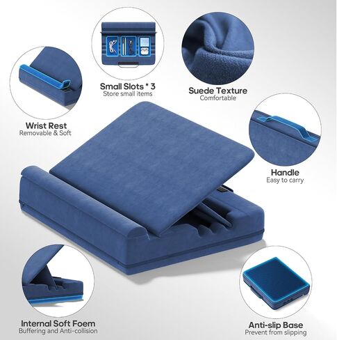 Laptop Desk for Lap with Cushion, Computer Lap Desk Laptop Pillow for Couch, Bed, Car, Adjustable Computer Pillow Stand As Carrying Case for up to 15'' PC/Mac, Tablet, iPad, Kindle, Blue in Saudi Arabia