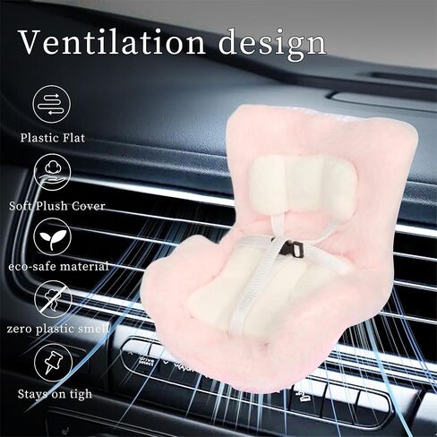 Doll Car Seat with Soft Furry Cushion for 10-17cm Dolls, Clips onto Car Air Vent, Cute Doll Chair for Desktop Display, Fashionable Car Decoration Accessories (Pink) in Saudi Arabia